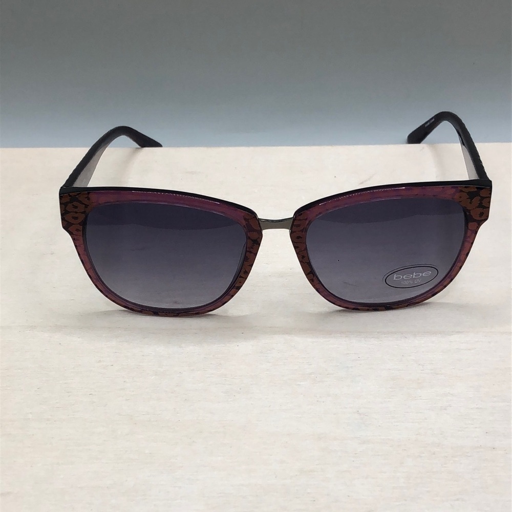 Bebe BB7207 Plum Animal Sunglasses Color Shifting Frames Square + Cat Eye